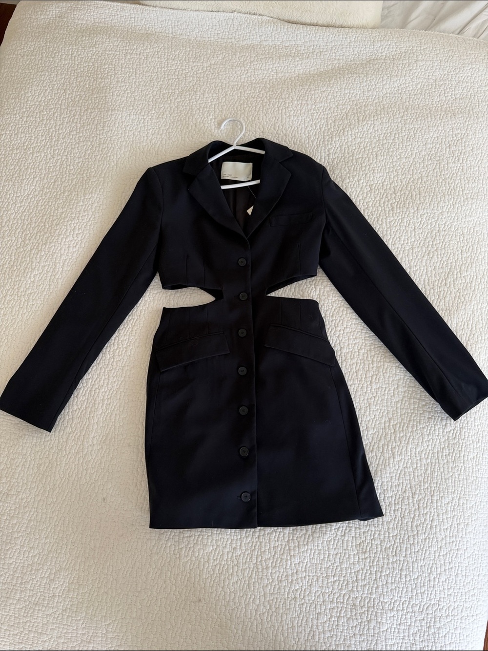 OAK + FORT Black Cutout Button-Front Mini Dress